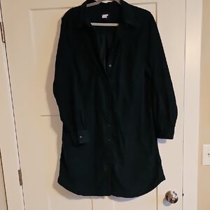 Lands' End Dark Green Corduroy Button Up Dress